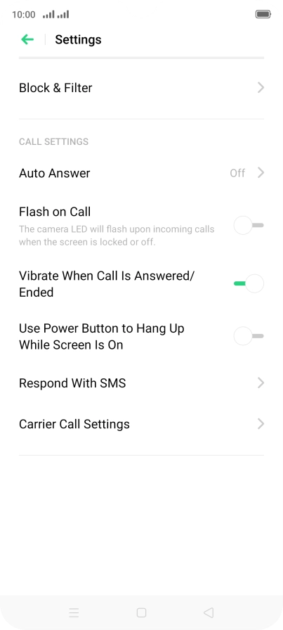 Press Carrier Call Settings.