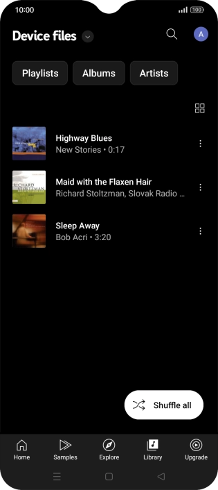 Press the required audio file.