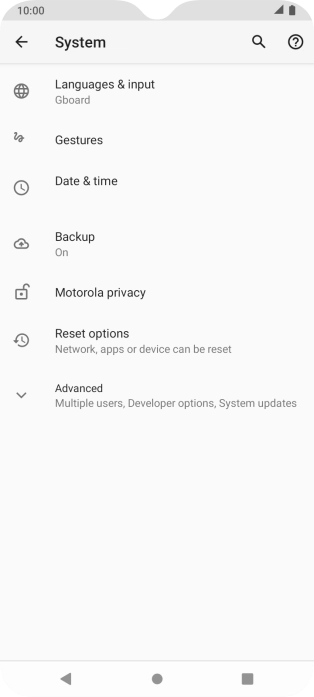 Press Reset options.