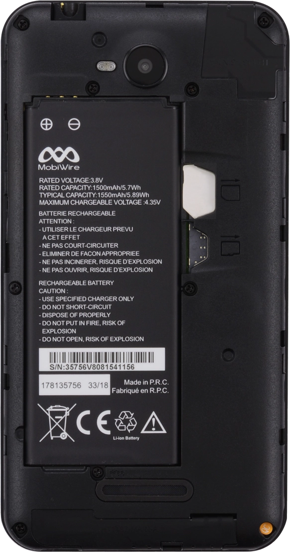 Place the battery in your phone (bottom first), matching the battery contacts with the phone contacts, and press the battery into place.