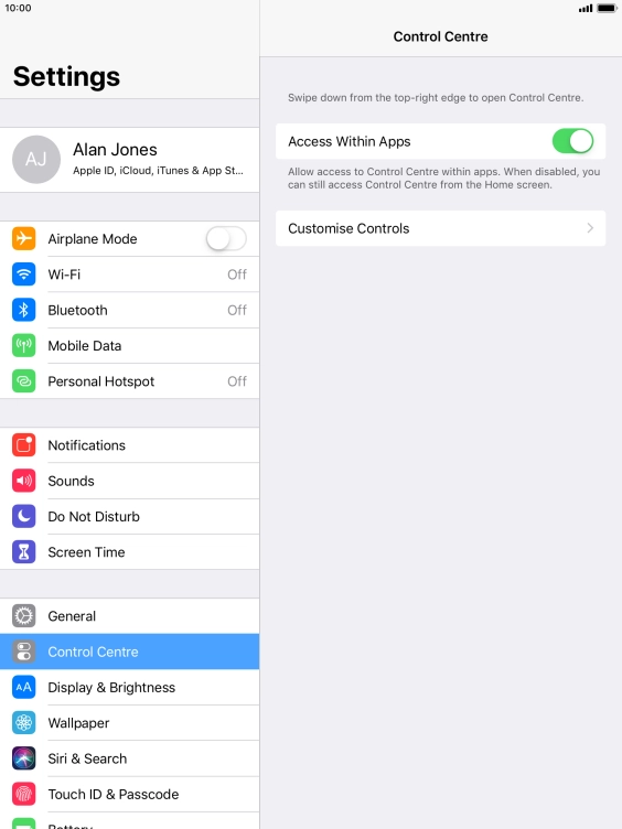 Press the indicator next to 