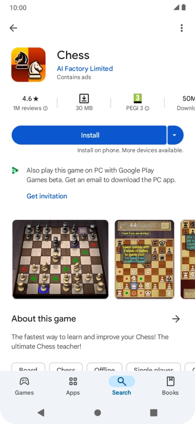 Press Install and follow the instructions on the screen to install the app.