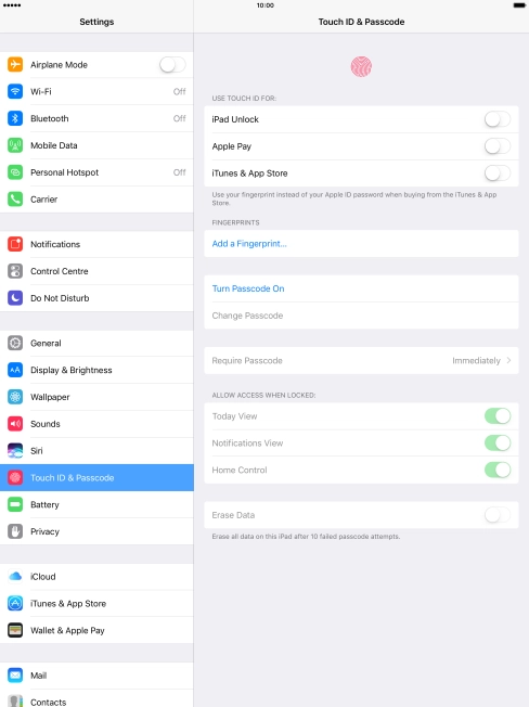 Press Add a Fingerprint... and follow the instructions on the screen to add your fingerprint.