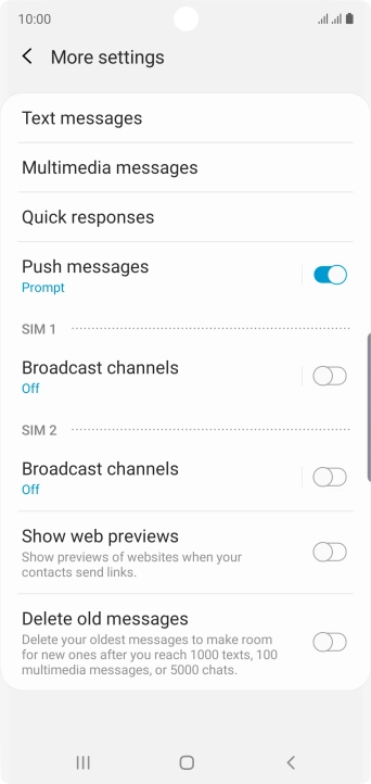 Press Text messages.