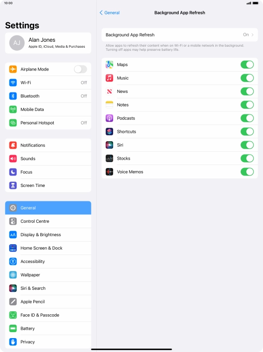 Press Background App Refresh. Press Background App Refresh.