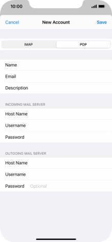 Press Password and key in the password for your email account. Please note that if you're using Vodafone's outgoing server, leave the password field empty.