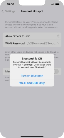 If Wi-Fi is turned on, press Wi-Fi and USB Only.
