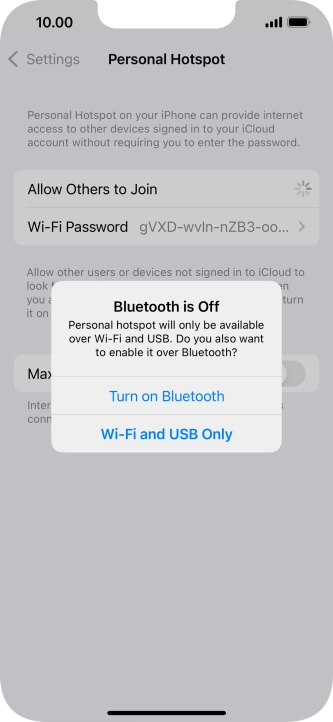 If Wi-Fi is turned on, press Wi-Fi and USB Only.