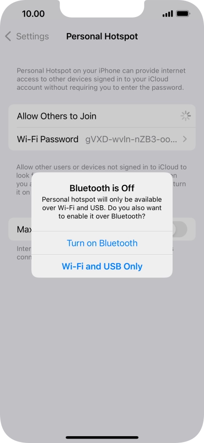 If Wi-Fi is turned on, press Wi-Fi and USB Only.