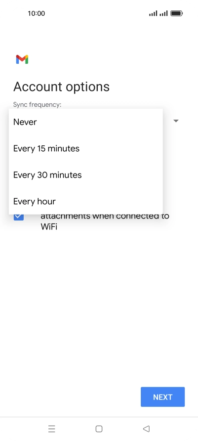 Press the required setting.