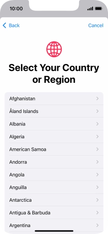 Press the required country.