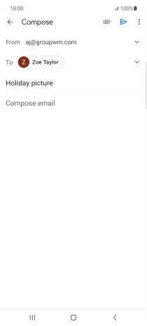 Press the text input field and write the text for your email message.