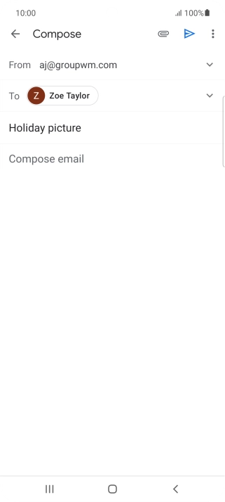 Press the text input field and write the text for your email message.