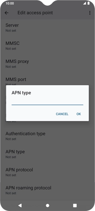 Key in default and press OK.