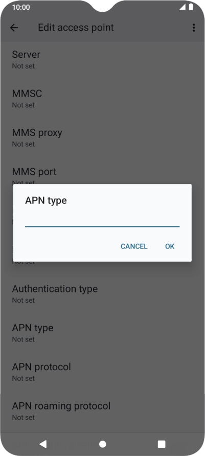 Key in default and press OK.