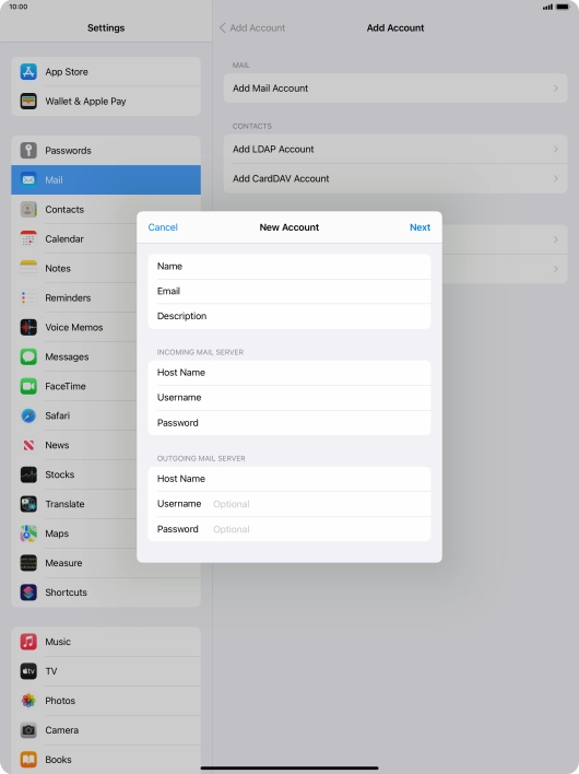 Press Username and key in the username for your email account. Please note that if you're using Vodafone's outgoing server, leave the username field empty.