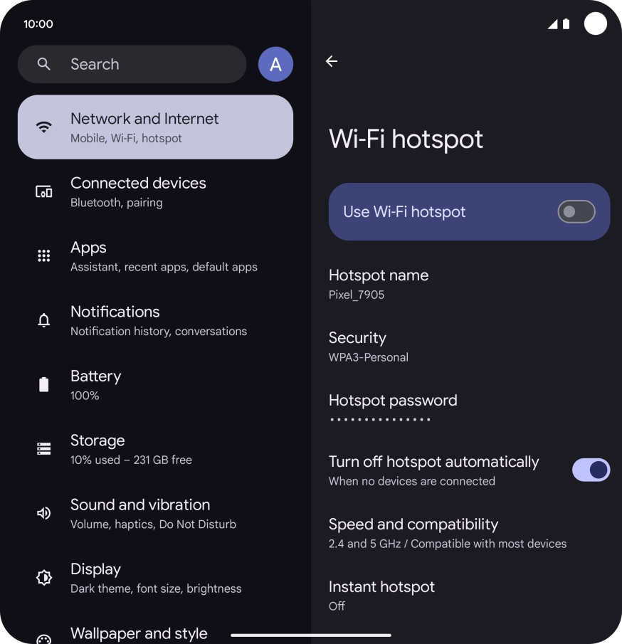 Press Hotspot password and key in the required password.