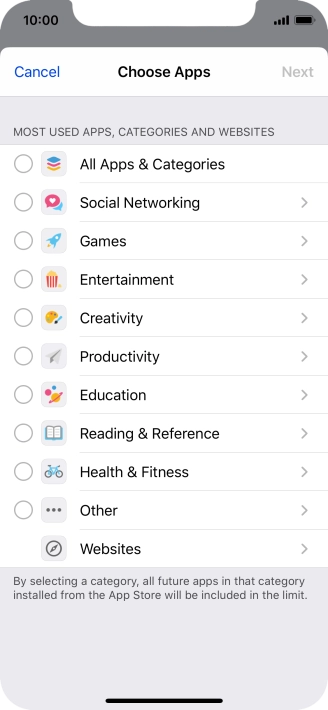 Press the required categories.