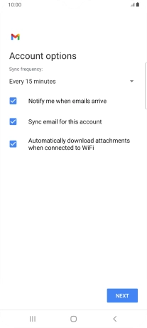 If this screen is displayed, you email account has been recognised and set up automatically. Follow the instructions on the screen to key in more information and finish setting up your phone.