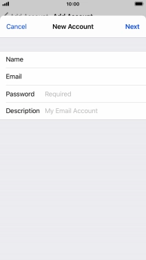 Press Password and key in the password for your email account.