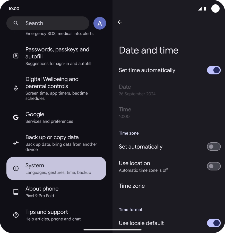 Press the indicator next to 