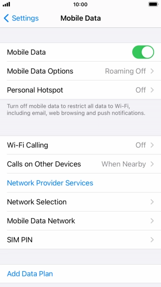 Press Mobile Data Options.