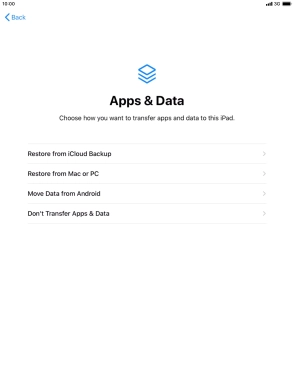 Press Don't Transfer Apps & Data and follow the instructions on the screen to finish the activation.