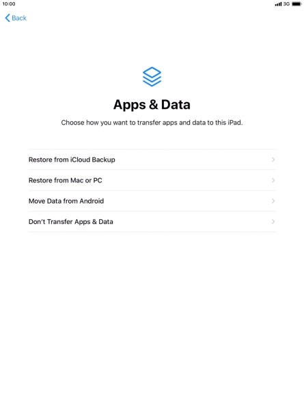Press Don't Transfer Apps & Data and follow the instructions on the screen to finish the activation.