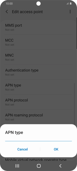 Key in default and press OK.