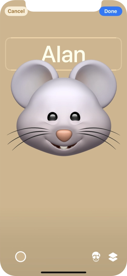 Press the name field and follow the instructions on the screen to select the required font and colour for your name on the Contact Poster.