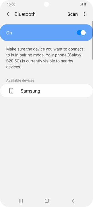 Press the required Bluetooth device and follow the instructions on the screen to pair the device with your phone.