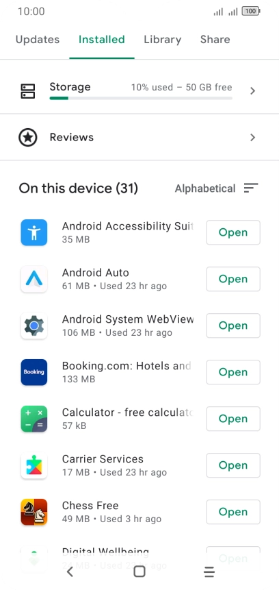 Press the required app.