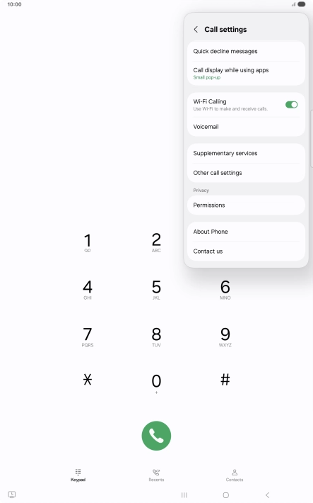 Press Supplementary services.