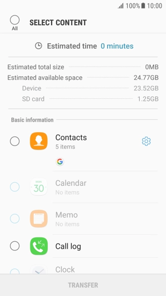 Press the required data types.
