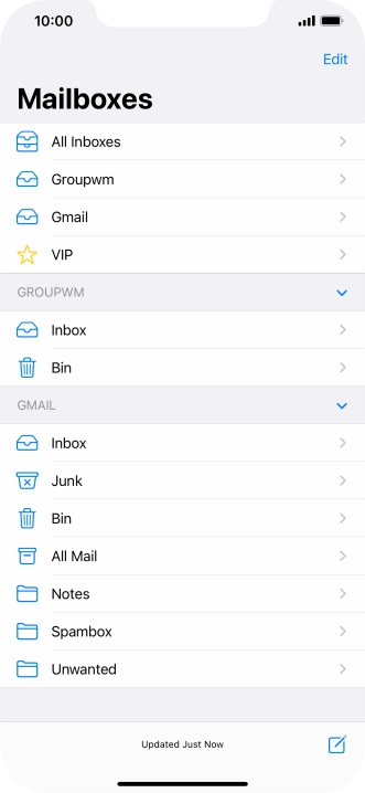 Press the required email account.