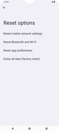 Press Erase all data (factory reset).