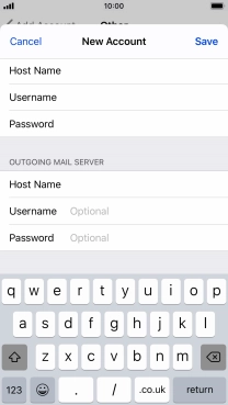 Press Username and key in the username for your email account. Please note that if you're using Vodafone's outgoing server, leave the username field empty.