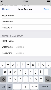Press Username and key in the username for your email account. Please note that if you're using Vodafone's outgoing server, leave the username field empty.