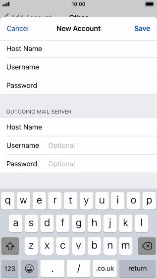 Press Username and key in the username for your email account. Please note that if you're using Vodafone's outgoing server, leave the username field empty.