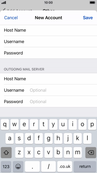 Press Username and key in the username for your email account. Please note that if you're using Vodafone's outgoing server, leave the username field empty.