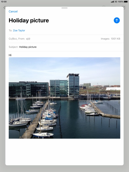 Press the send icon when you've finished your email message. Press the send icon when you've finished your email message.