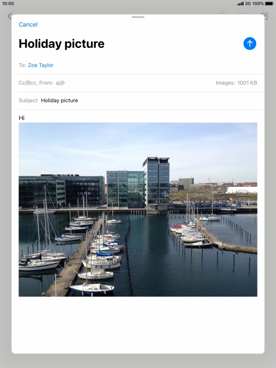 Press the send icon when you've finished your email message. Press the send icon when you've finished your email message.