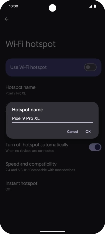 Key in the required Wi-Fi hotspot name and press OK.