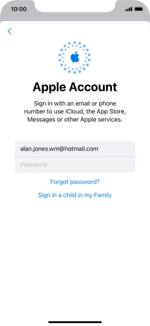 Press Password and key in the password for your Apple ID.