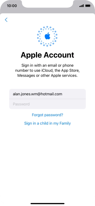 Press Password and key in the password for your Apple ID.