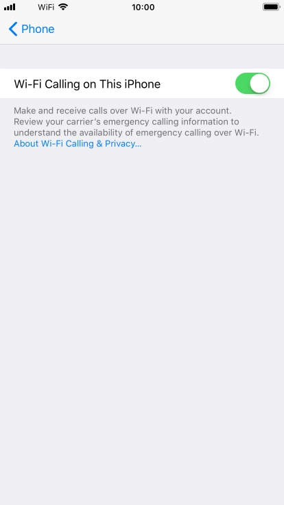 When Wi-Fi calling is active, the text 