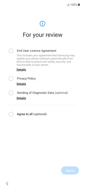 Press the fields next to the required settings to select them.