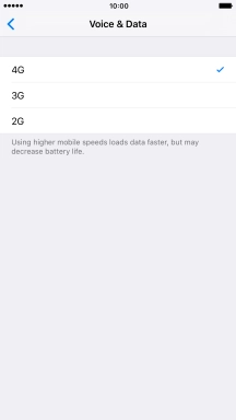 Press the required network mode.