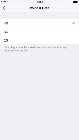 Press the required network mode.