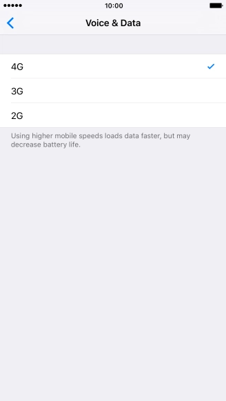 Press the required network mode.